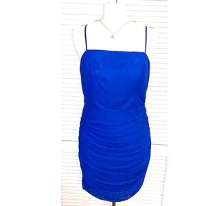 Crystal Doll Colbalt Blue Shimmery mini dress Junior Size 15